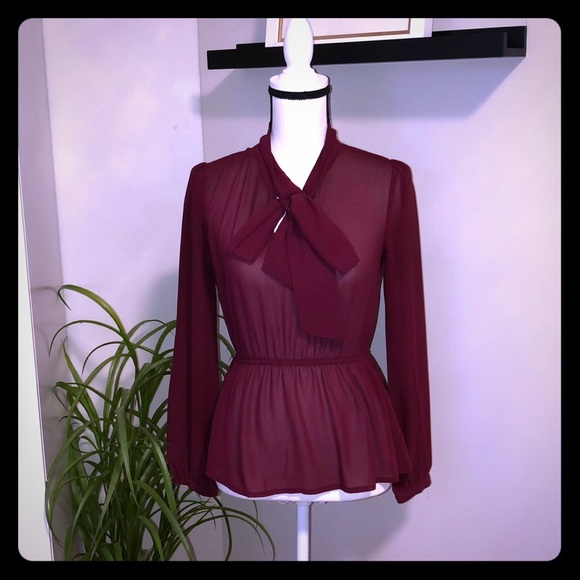 Forever 21 Tops - Sheer Burgundy Blouse